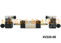 BSPT 1/4&quot; 4V220-08 AirTAC 유형 압축 공기를 넣은 솔레노이드 벨브 두 배 전기 통제 빛 DC24V