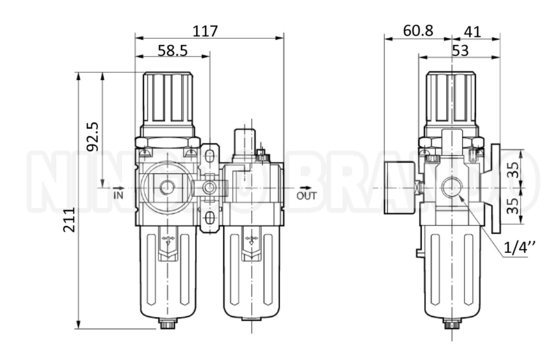 AC3010 1/4' 3/8' 공기 필터 조절기 윤활제 FR.L 조합