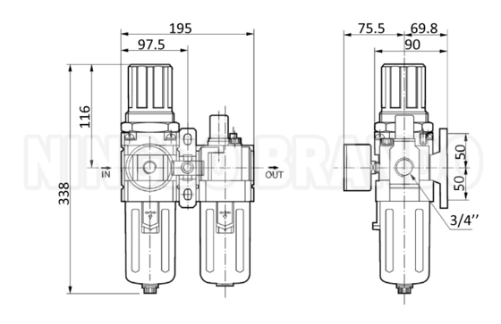 AC5010-06 AC5010-10 SMC 타입 공기 필터 조합 F.R.L 단위