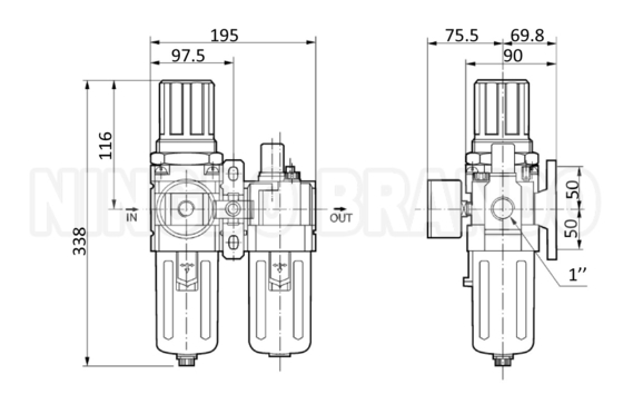 AC5010-06 AC5010-10 SMC 타입 공기 필터 조합 F.R.L 단위