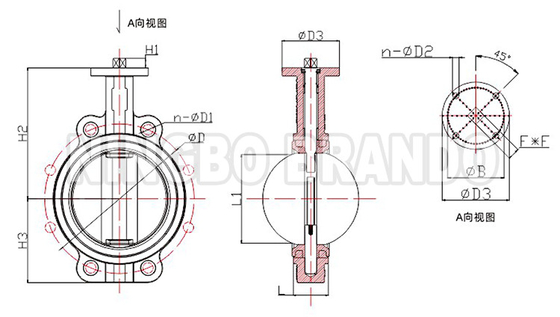 DN25 ~ DN1200 헤드리스 웨이퍼 타입 버터플라이 밸브 탄소 스틸