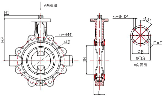 DN40 ~ DN600 헤드리스 라그 타입 배터플라이 밸브
