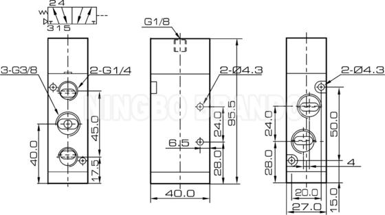 Airtac Type 4A310-10 5/2 웨이 공압 에어 파일럿 밸브 (알루미늄 합금 바디)