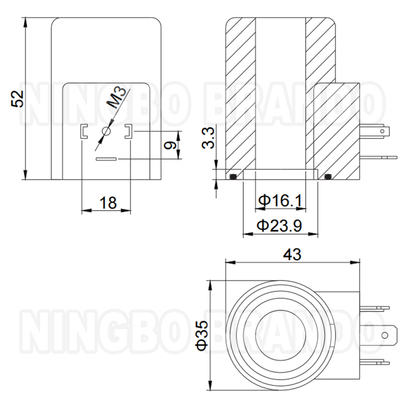 16mm 구멍 52mm 높이 유압 솔레노이드 밸브 코일 33W 12V 24V