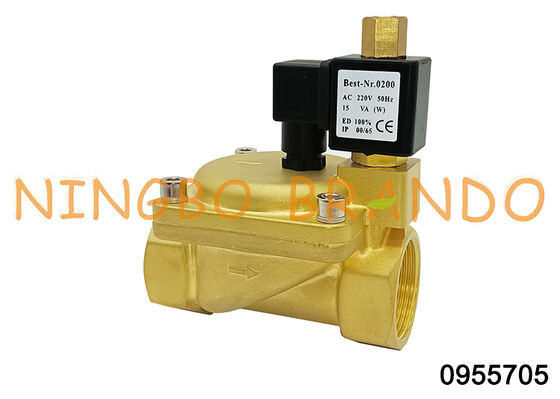 0955705 1.5'' 2 Way Brass Solenoid Valve 정상적으로 열 24V 110V 220V