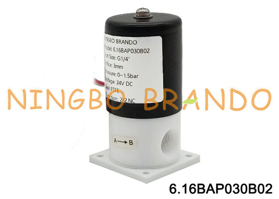 산성 알칼리 내식성 절연을 위한 1/4'' PTFE 솔레노이드 밸브