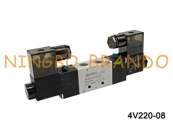 Airtac 유형 4V220-08 공압 솔레노이드 밸브 5/2 방향
