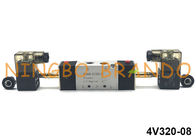 1/4 &quot; NPT 5/2 방법 4V320-08 두배 솔레노이드 공압 제어 밸브 12V 24V 110V 220V