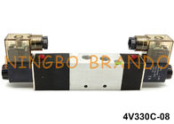 공압식 발동자 DC24V AC220V AC110V를 위한 1/4 &quot; 5 길 3 위치 4V330C-08 공압 솔레노이드 밸브