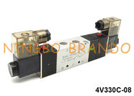 공압식 발동자 DC24V AC220V AC110V를 위한 1/4 &quot; 5 길 3 위치 4V330C-08 공압 솔레노이드 밸브