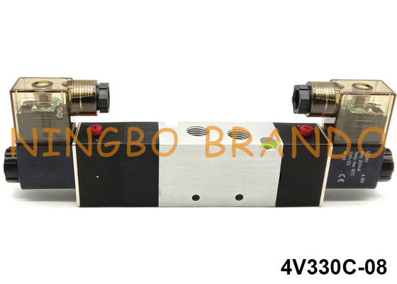 4V330C-08 아이르타크는 공기 솔레노이드 밸브 1/4 &quot; 5/3 방식 24VDC를 타이핑합니다