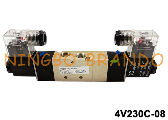 AirTAC 유형 PT1/4 4V230C-08 솔레노이드 밸브 220V AC 24V DC 5/3 웨이