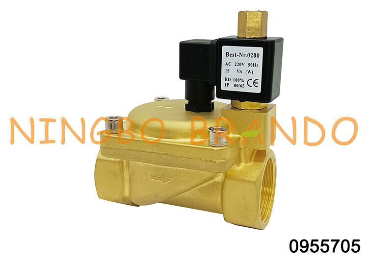 0955705 1.5'' 2 Way Brass Solenoid Valve 정상적으로 열 24V 110V 220V