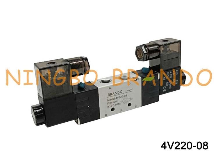 Airtac 유형 4V220-08 공압 솔레노이드 밸브 5/2 방향
