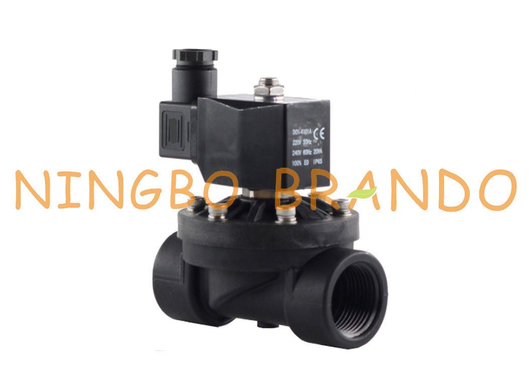 1/2 3/4 인치 PA66 나일론 플라스틱 전기 물 솔레노이드 벨브 12V 24DC 110V 220V AC