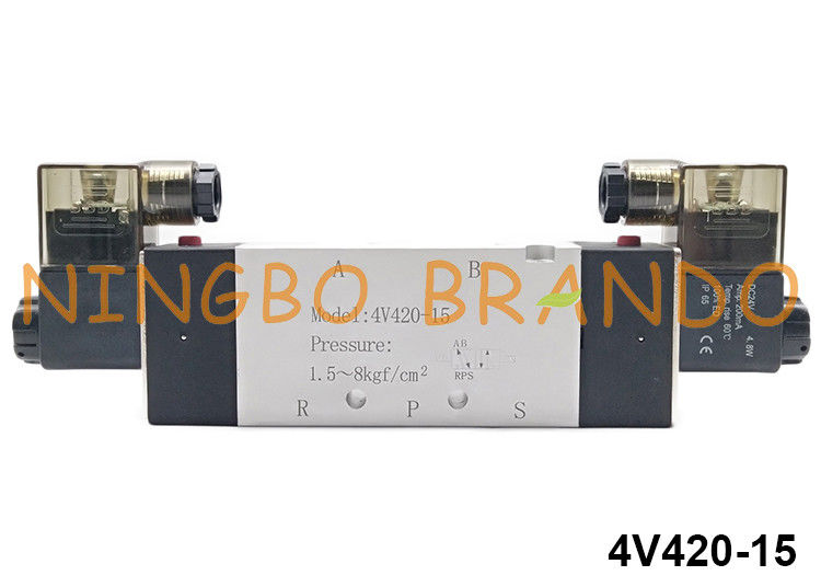 1/2 &quot; NPT BSPT 5/2 방법 4V420-15 항공 방향 조종 솔레노이드 공압 밸브