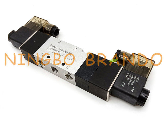 Airtac 유형 4V330C-08 5/3 웨이 폐쇄형 센터 공압 솔레노이드 밸브