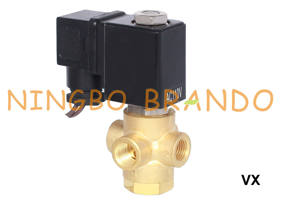 1/8 '' 1/4'' 3 웨이 황동 솔레노이드 밸브 평상시 열림 12V 24V 110V 220V