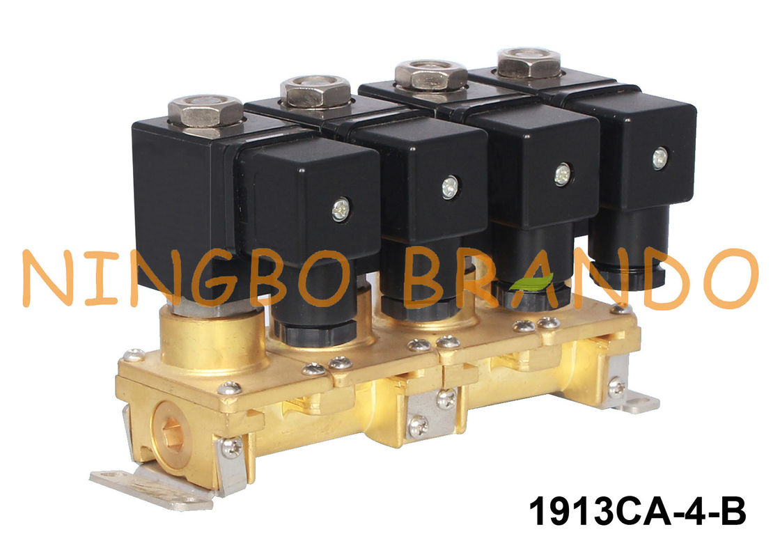 스태킹 4 그룹 황동 솔레노이드 밸브 멀티 포트 1/8'' 1/4'' 24V 220V