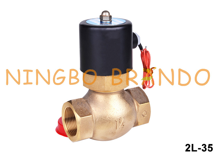 2L-35 1-1/4 &quot; 놋쇠로 만든 뜨거운 물 솔레노이드 밸브 12V 24V 110V 220V