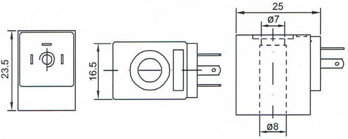 4V110 시리즈 공압 밸브 솔레노이드 코일의 차원 :