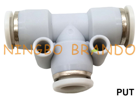 PUT 3 웨이 유니온 티 T 형 푸시 인 튜브 공압 호스 피팅 1/8'' 1/4'' 3/8'' 1/2''