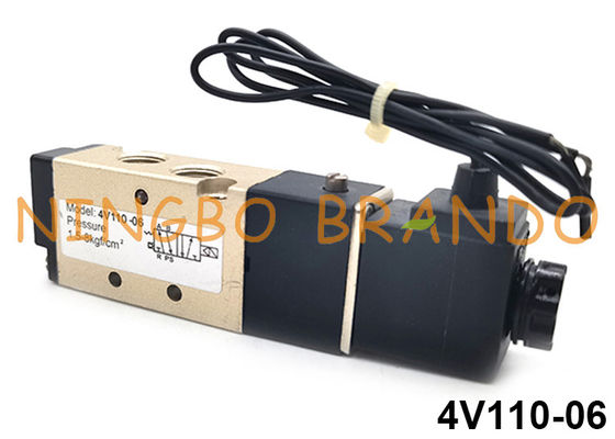 4V110-06 Airtac 유형 5/2 방법 압축 공기를 넣은 솔레노이드 벨브 DC24V AC110V AC220V
