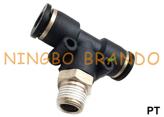 PT-G T 모양 남성 분기 티 푸시 인 연결 공압 호스 피팅