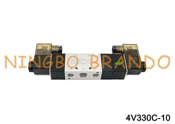 AIRTAC 유형 4V330C-10 솔레노이드 밸브 5/3 방향 폐쇄형 센터 공압 밸브 3/8 인치