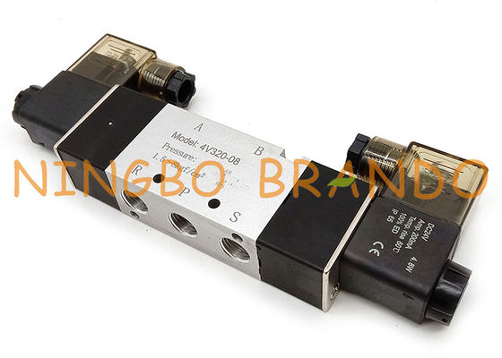 Airtac 유형 4V320-08 1/4'' 5/2 웨이 더블 솔레노이드 공압 밸브