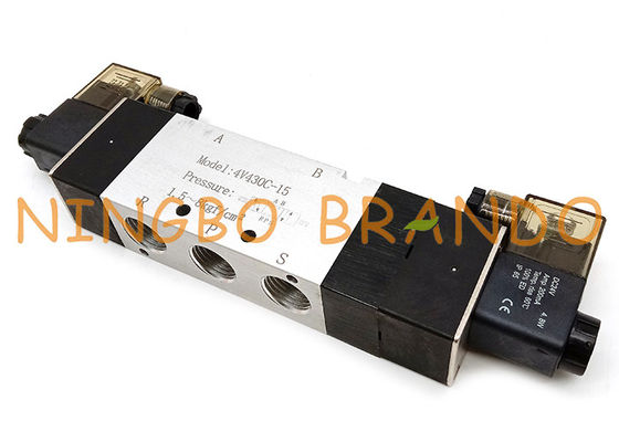 Airtac 유형 4V430C-15 5/3 웨이 폐쇄형 센터 공압 솔레노이드 밸브